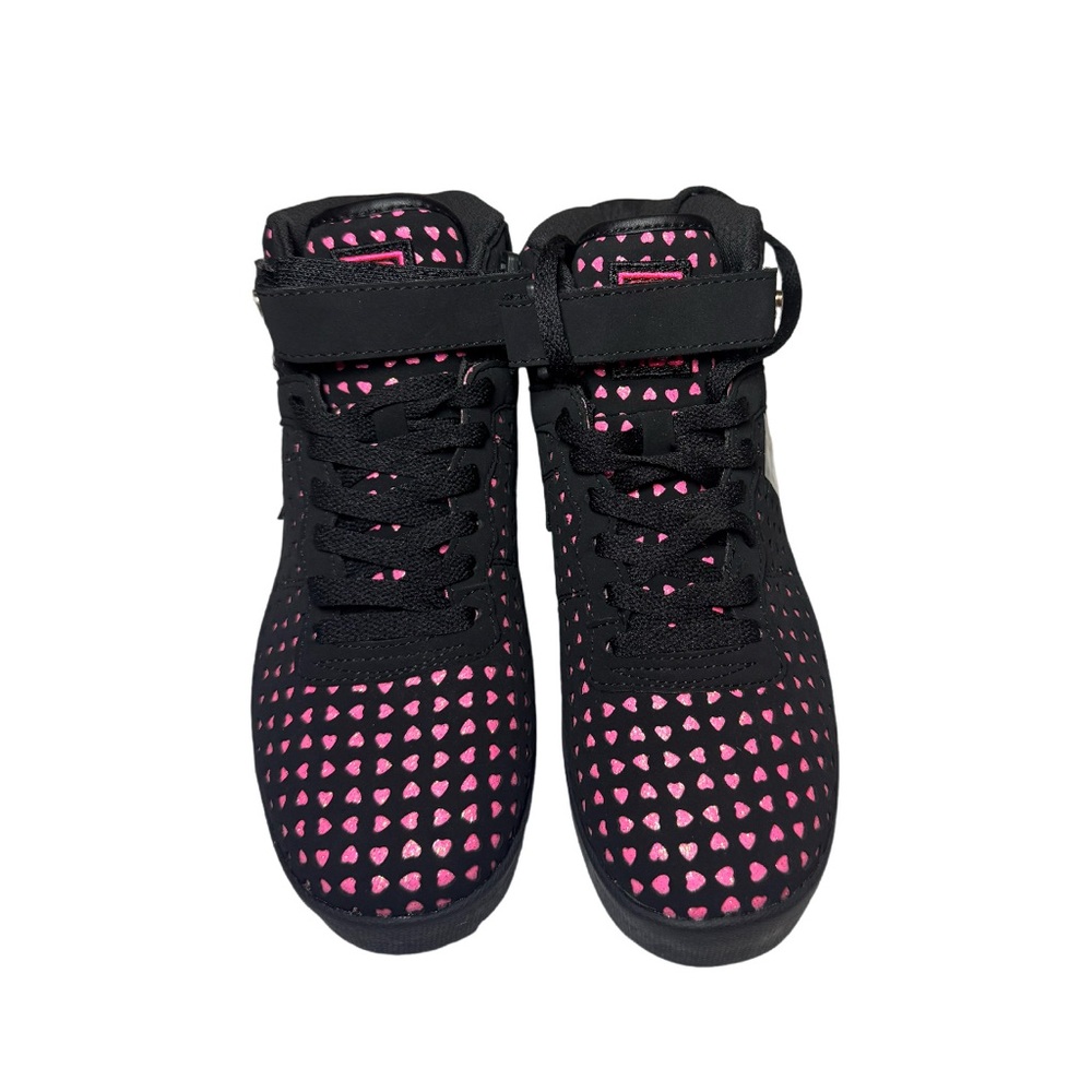 New Fila Women's Black and Pink Heart Sneakers - Picture 2 of 4